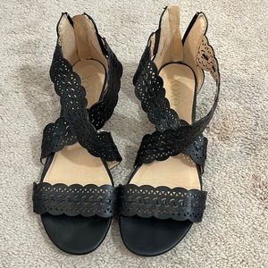 Never worn XOXO Black Strappy 2 inch sandals